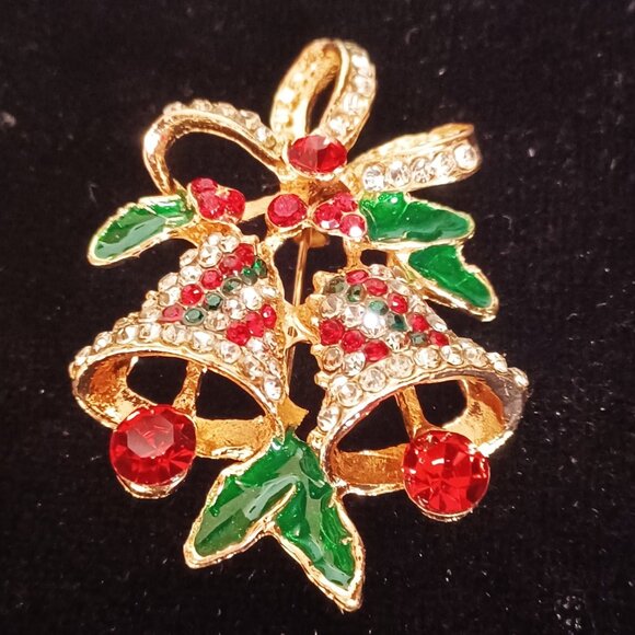 Christmas Bell Brooch or Pendant - Picture 1 of 4